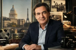 Portrait éditorial de Pascal Gelin dans un décor culturel évoquant son parcours et ses réalisations.